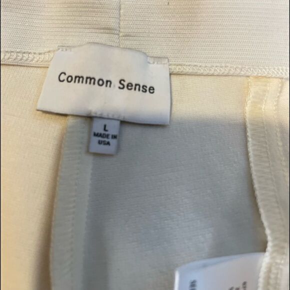 Common Sense Cream Flare High Rise pullover Style Leg Tie Details Pants.Size L - Picture 14 of 16